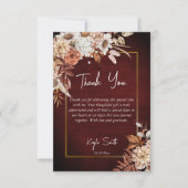 Verliefd boho gedroogde bruine rozen bruidsdouche bedankkaart (Voorkant)