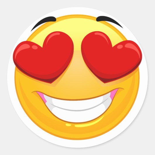 Verliefd Emoji Classic Sticker (Voorkant)