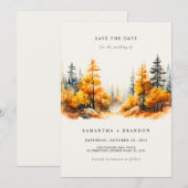 Verliefd in het herfst bos save the date (Voorkant / Achterkant)