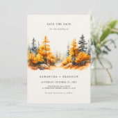 Verliefd in het herfstbos save the date (Staand voorkant)