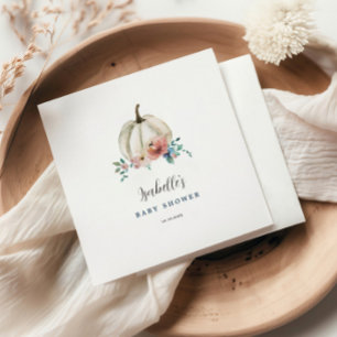 Verliefd op Bloemige Pompoen Baby Shower Servet