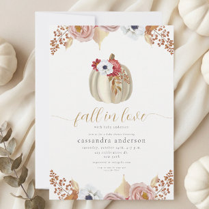 Verliefd op Bloemige Pompoen Herfst Baby Shower Kaart