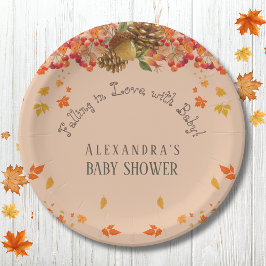 Verliefd op Floral Autumn Baby shower Papieren Bordje