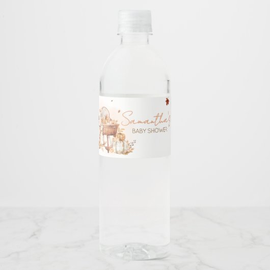 Verliefd op het Autumn Pumpkin Baby shower Waterfles Etiket (Voorkant)