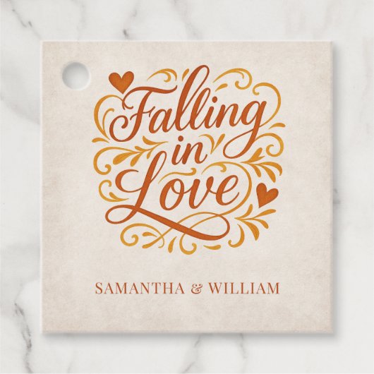 Verliefd op moderne herfstbruiloft bedankjes labels (Voorkant)