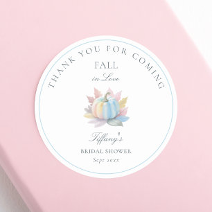 Verliefd Pastelblauwe Pompoen Bruiloft Ronde Sticker