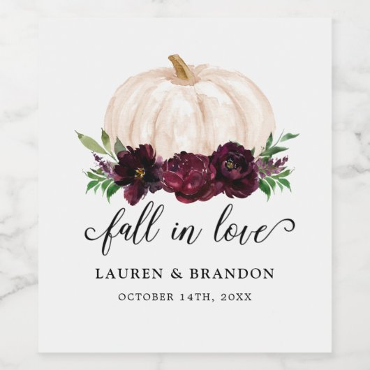 Verliefd Raken Herfst Bruiloft Favorieten Wijn Etiket (Enkel label)