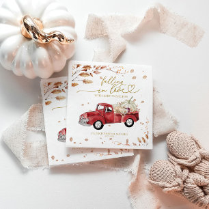 Verliefd Rakend Herfst Rode Vintage Truck Baby Sho Servet