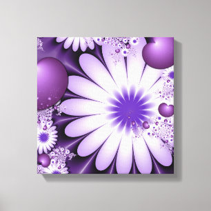 Verliefd worden Abstracte Bloemen & Harten Fractal Canvas Afdruk