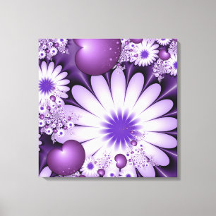 Verliefd worden Abstracte Bloemen & Harten Fractal Canvas Afdruk