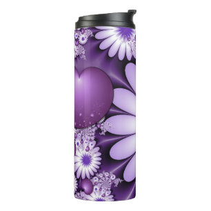 Verliefd worden Abstracte Bloemen & Harten Fractal Thermosbeker