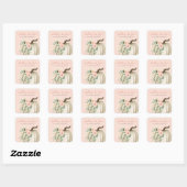 Verliefd worden Baby shower Pompoen Bloem Roze Vierkante Sticker (Vel)