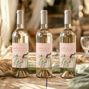 Verliefd worden Baby shower Pompoen Bloem Roze Wijn Etiket