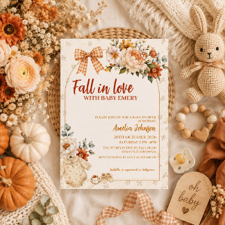 Verliefd worden bloemige pompoen boho baby shower kaart
