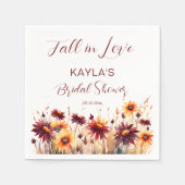 Verliefd worden bordeauxrode oranje dahlia's bruid servet (Voorkant)