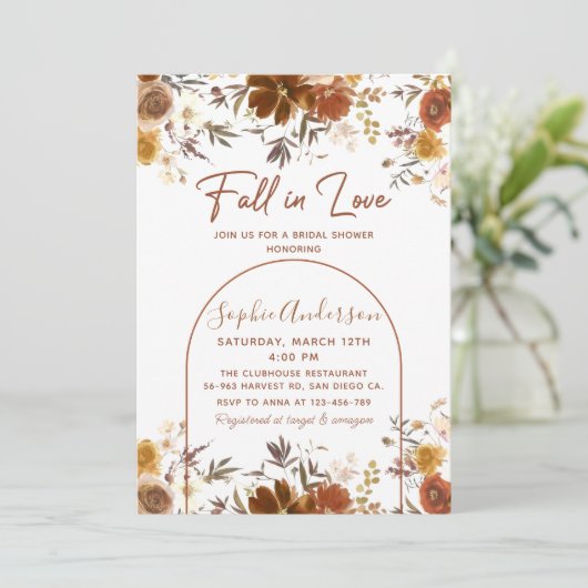 Verliefd worden Elegante Bruiloft met bloemmotief Kaart (Staand voorkant)