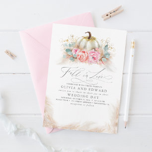 Verliefd worden Elegante trouwroze bloemen Pompoen Kaart