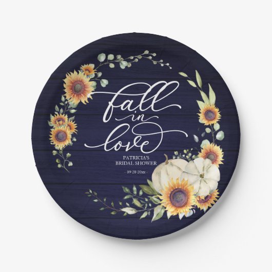 Verliefd worden groene zonnebloemen bruidsfeest papieren bordje (Voorkant)