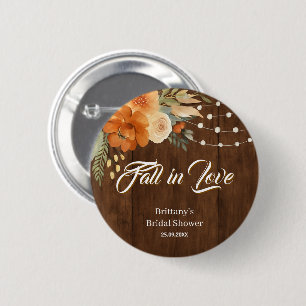 Verliefd worden Herfst Bloemen Bruids Bruiloft Ronde Button 5,7 Cm