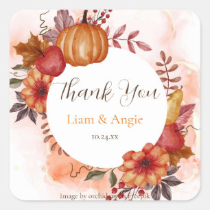 Verliefd Worden Herfst Pompoen Trouwen Verloofd Vierkante Sticker