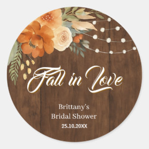 Verliefd worden Houtige herfstbloemen Bruidsdouche Ronde Sticker