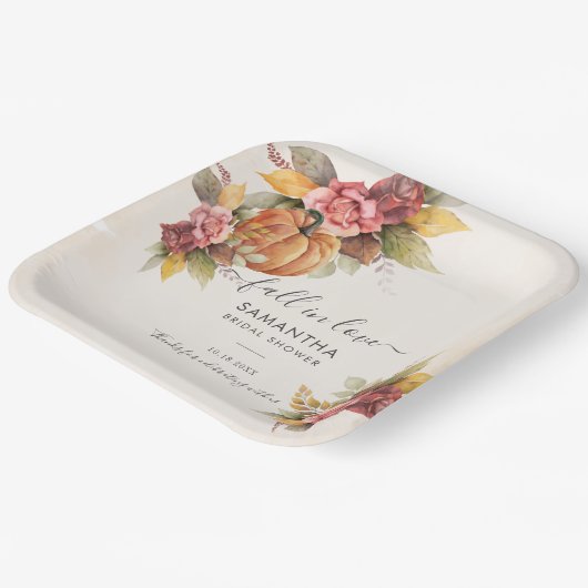 Verliefd worden op herfstbladeren pompen bruidsdou papieren bordje (Gebogen)