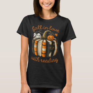 Verliefd worden op lezen Halloween-boek Pompoen T-shirt
