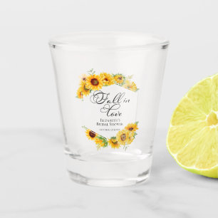 Verliefd Worden Zonnebloem Herfst Bruids Bruiloft Shot Glas