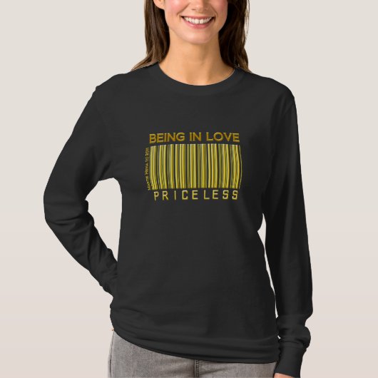 'Verliefd zijn' Onbetaalbaar (Goud) Barcode Shirt (Voorkant)