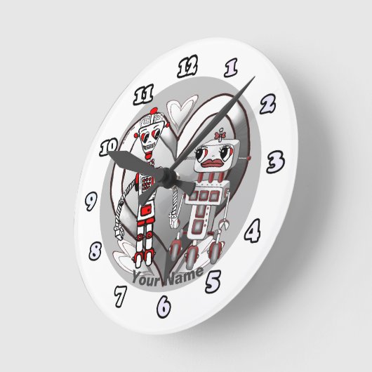 Verliefde robots ronde klok (Hoek)