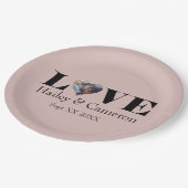 VERLIES Aangepaste foto op Stusty Pink Classic Rou Papieren Bordje (Gekanteld)