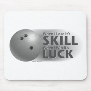 Verlies de vaardigheden van Win Luck Bowling Grey Muismat