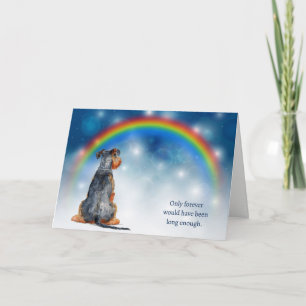 Verlies van Airedale-hond Nachtlichten Regenboog C Feestdagen Kaart