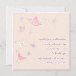Verlies van Baby Baby Girl Pink Butterflies Sympat Notitiekaartje