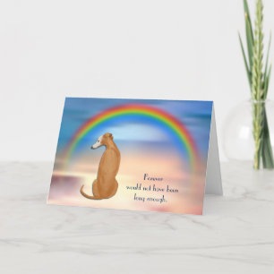 Verlies van bruine Whippet hond Regenboog Condolea Feestdagen Kaart
