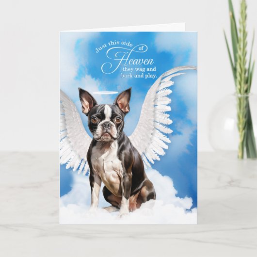 Verlies van een Boston Terrier Dog Angel Pet Sympa Kaart (Voorkant)