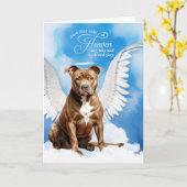 Verlies van een Brown Pitbull Dog Pet Sympathie Kaart (Gele Bloem)