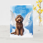 Verlies van een Chocolate Labradoodle Dog Pet Symp Kaart (Gele Bloem)
