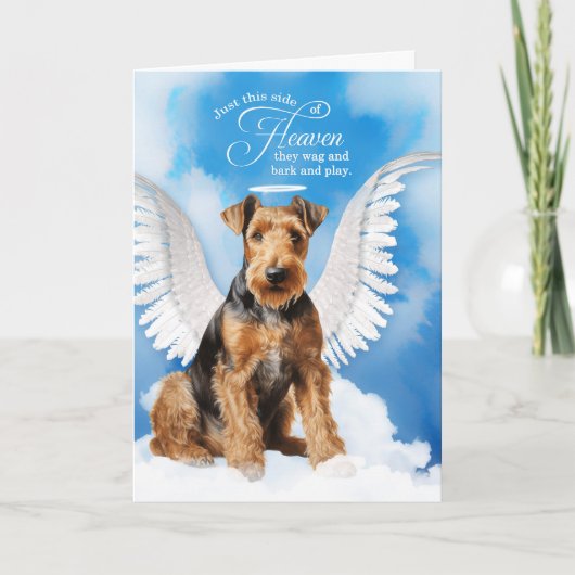 Verlies van een hond Airedale Terrier Angel Pet Sy Kaart (Voorkant)