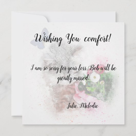 Verlies van een Huisdier Kat Kaart (Achterkant)