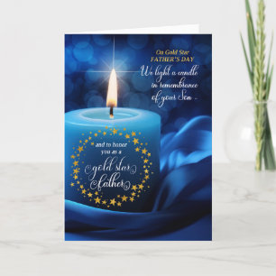 Verlies van een Son Gold Star Vaderdag Blue Candle Feestdagen Kaart