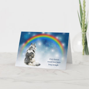 Verlies van Malamute-hond Nachtlichten Regenboog C Feestdagen Kaart