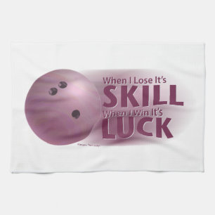 Verliesde vaardigheden Win Luck Bowling roze Theedoek