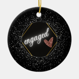 Verloofd Glam Zwart en Zilver    Keramisch Ornament
