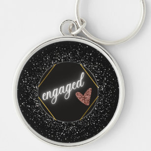 Verloofd Glam Zwart en Zilver  Sleutelhanger