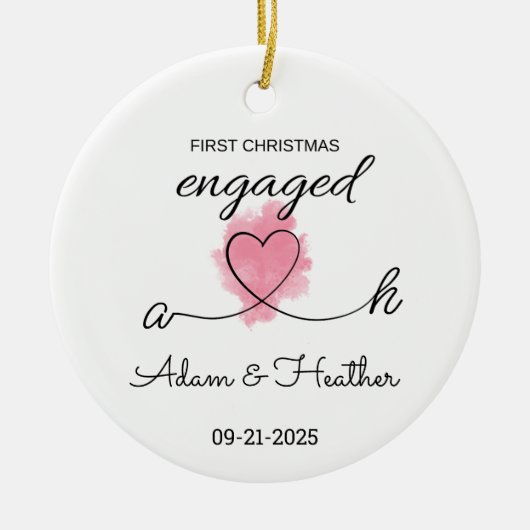 Verloofd kerstornament, eerste kerst keramisch ornament (Voorkant)