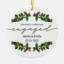 Verloofd kerstornament, eerste kerst