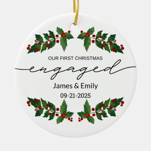 Verloofd kerstornament, eerste kerst keramisch ornament (Voorkant)