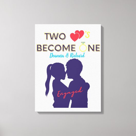 Verloofd Twee Harten Worden Een Canvas Afdruk (Voorkant)