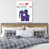 Verloofd Twee Harten Worden Een Canvas Afdruk (Insitu (Slaapkamer))